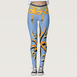Stammdruck Blau und Orange Leggings