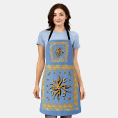 Stammdruck Blau und Orange Schürze (Getragen)