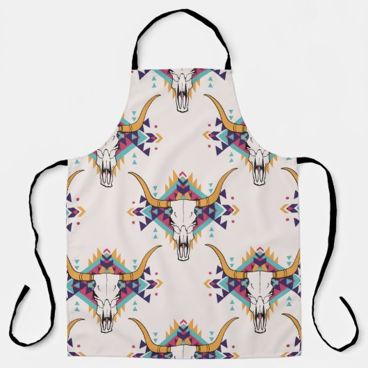 Stammebulle Schädel: Boho Nahtlos Schürze (Vorderseite)