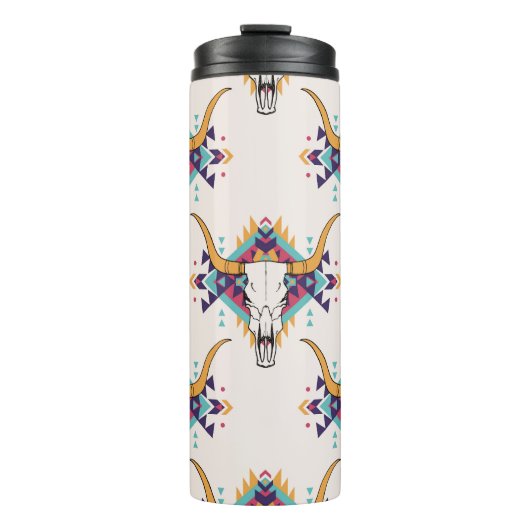 Stammebulle Schädel: Boho Nahtlos Thermosbecher (Vorderseite)