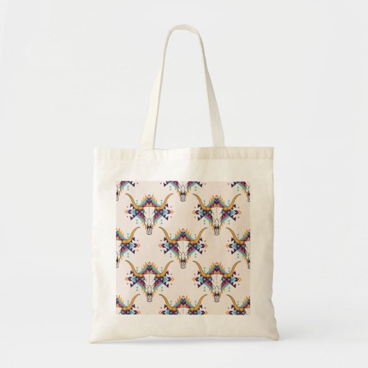 Stammebulle Schädel: Boho Nahtlos Tragetasche (Vorne)