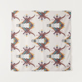Stammebulle Schädel: Boho Nahtlos Wandteppich (Vorderseite (Horizontal))