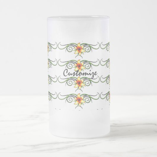 Stammegelbe Blumen Mattglas Bierglas (Mittel)