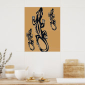 Stammeidechse im Schwarz-Orange-Stil Poster (Küche)