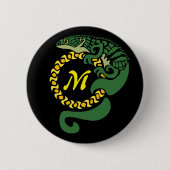 Stammes-Alligator Lizard umarmt ein Sonnenmonogram Button (Vorderseite)