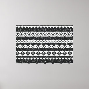 Stammes- Aztekenschwarz Glitter Weiß geometrische Leinwanddruck