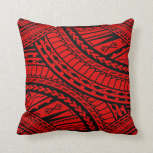 Stammes- aztekische Kunst-rotes Schwarzes Kissen