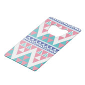 Stammes- aztekisches buntes Muster Geldkarten Flaschenöffner (Rückseite Schrägansicht)