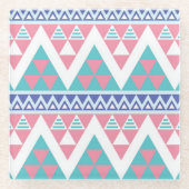 Stammes- aztekisches buntes Muster Glasuntersetzer (Vorderseite)