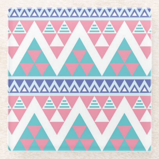 Stammes- aztekisches buntes Muster Glasuntersetzer (Vorderseite)