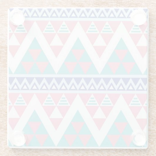 Stammes- aztekisches buntes Muster Glasuntersetzer (Rückseite)