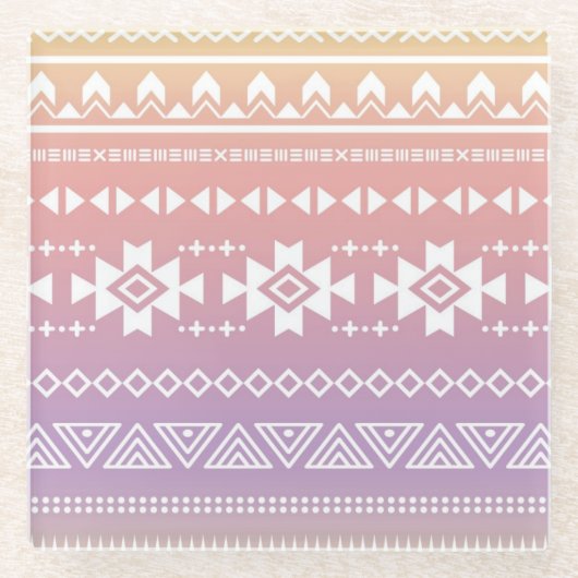 Stammes- aztekisches ombre Muster Glasuntersetzer (Vorderseite)