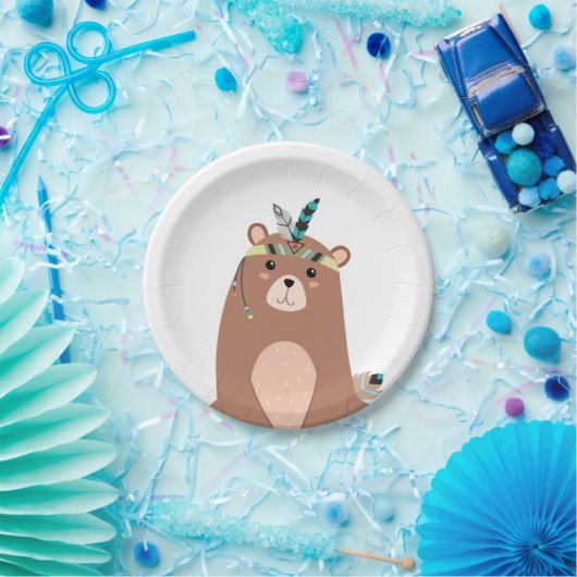 Stammes- Bärn-Waldwaldgeburtstag Boho Baby Pappteller (Party)