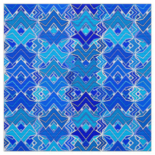 Stammes- Batik-Druck, Kobalt und Cerulean Blau Stoff