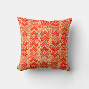 Stammes- Batik-Druck, Mandarine und Hellorangees Kissen
