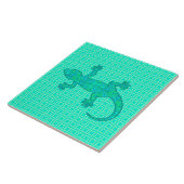 Stammes- Batik Gecko - Türkis/Pfau Fliese (Seite)