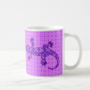 Stammes-Batik Gecko - violett und Amethyst purpur Kaffeetasse