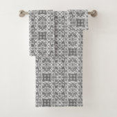 Stammes- Batik - grau/Grau, Schwarzweiss Badhandtuch Set (Insitu)