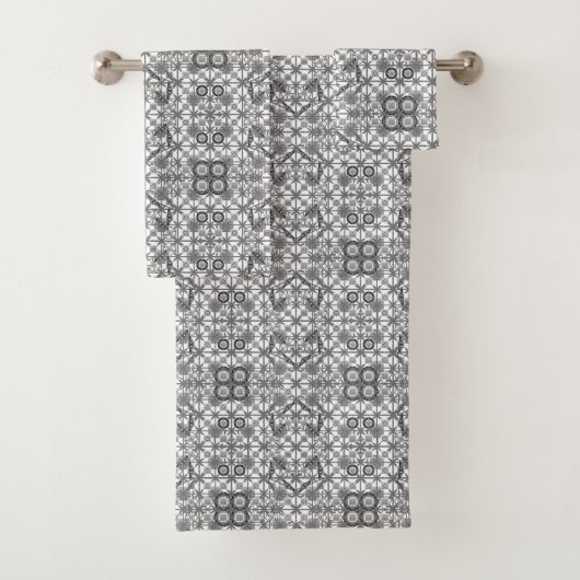 Stammes- Batik - grau/Grau, Schwarzweiss Badhandtuch Set (Insitu)