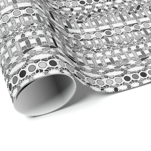 Stammes-Batik - Graustufen Geschenkpapier (Rolleneckpunkt)
