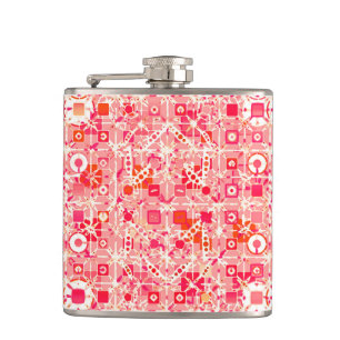 Stammes-Batik - korallenrosa, korallenorange und c Flachmann