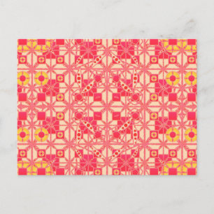Stammes-Batik - Korallenrosa-Töne Postkarte