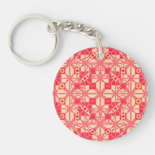Stammes-Batik - Korallenrosa-Töne Schlüsselanhänger