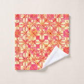 Stammes- Batik - Orange, korallenrotes rosa und Badhandtuch Set (Waschlappen)