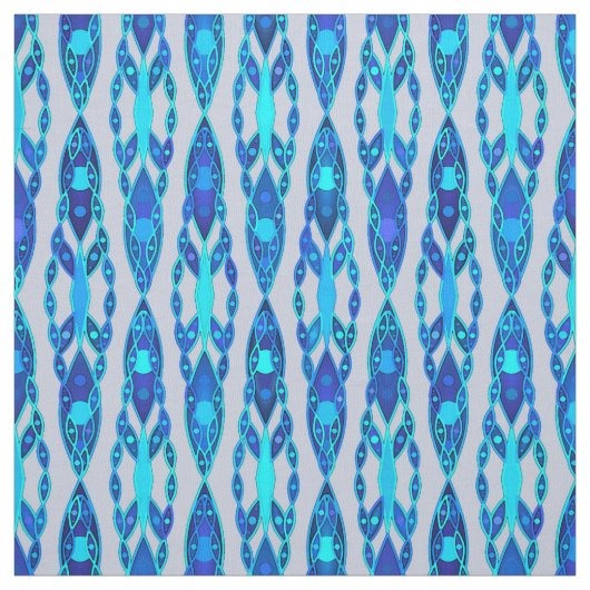 Stammes- Batik - Saphir-blaues und silbernes Grau Stoff (Muster)
