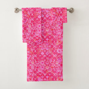 Stammes- Batik, Schatten des pinkfarbenen Rosas Badhandtuch Set