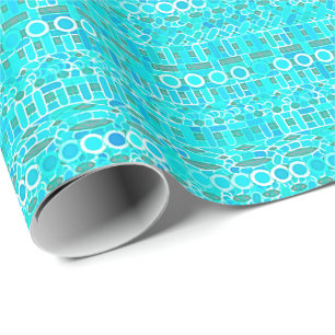 Stammes- Batik - Türkis, Aqua und Grau Geschenkpapier