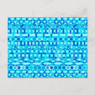 Stammes-Batik - türkis, aqua und kobaltblau Postkarte