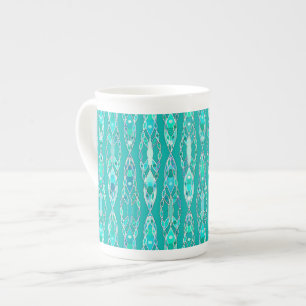 Stammes-Batik - Türkis und Aquamarin Porzellantasse