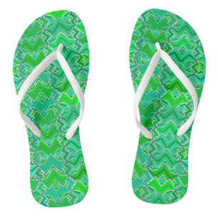 Stammes-Batikdruck, Jade-Grün und Limettengrün Badesandalen