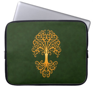 Stammes- Baum des Leben-goldenen Grüns Laptopschutzhülle