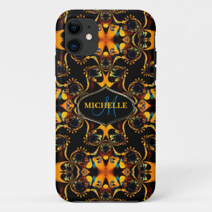 Stammes- blaue Batik-individueller Name iPhone 11 Hülle
