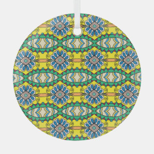Stammes Blumenmuster, verziert, von Hand gezeichne Ornament Aus Glas
