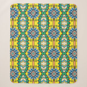 Stammes Blumenmuster, verziert, von Hand gezeichne Sherpadecke