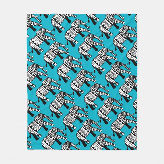 Stammes Bohemische Elefanten Custom Fleece Blanket (Vorderseite)