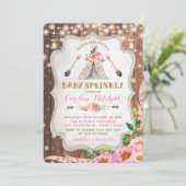 Stammes- Boho Baby besprühen einladen rosa Einladung (Stehend Vorderseite)