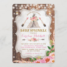 Stammes- Boho Baby besprühen einladen rosa