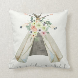 Stammes- Boho BlumenTeepee bleibe wildes Kissen
