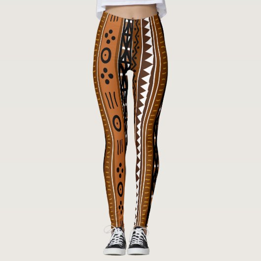 Stammes- Boho Entwurf Browns Leggings (Vorderseite)