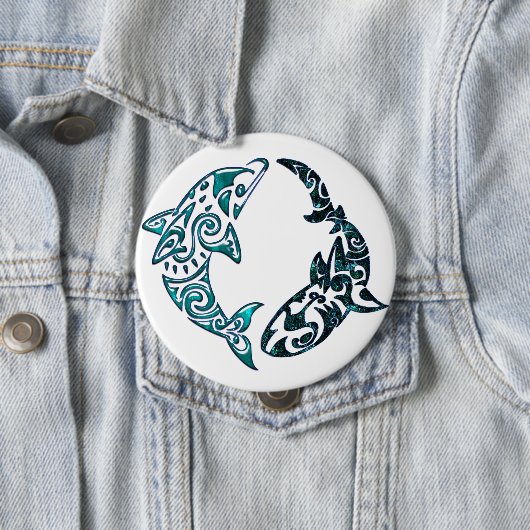 Stammes- Delphin-und Haifisch-Tätowierung Button (Beispiel)