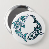 Stammes- Delphin-und Haifisch-Tätowierung Button (Vorne & Hinten)