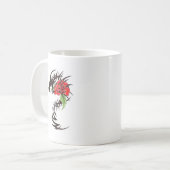 Stammes- Drache mit Rose Kaffeetasse (Vorderseite Links)