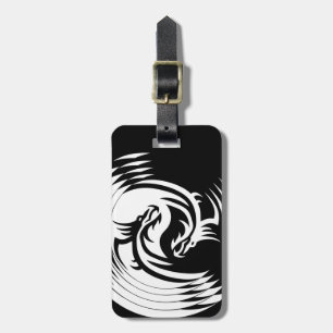 Stammes- Drache Yin Yang (schwarz u. Weiß Gepäckanhänger