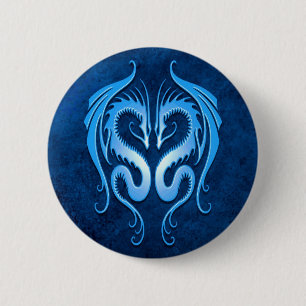 Stammes- Drachen, blau Button