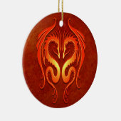 Stammes- Drachen, rot Keramik Ornament (Rechts)