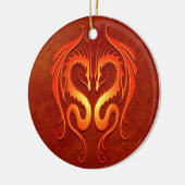 Stammes- Drachen, rot Keramik Ornament (Links)